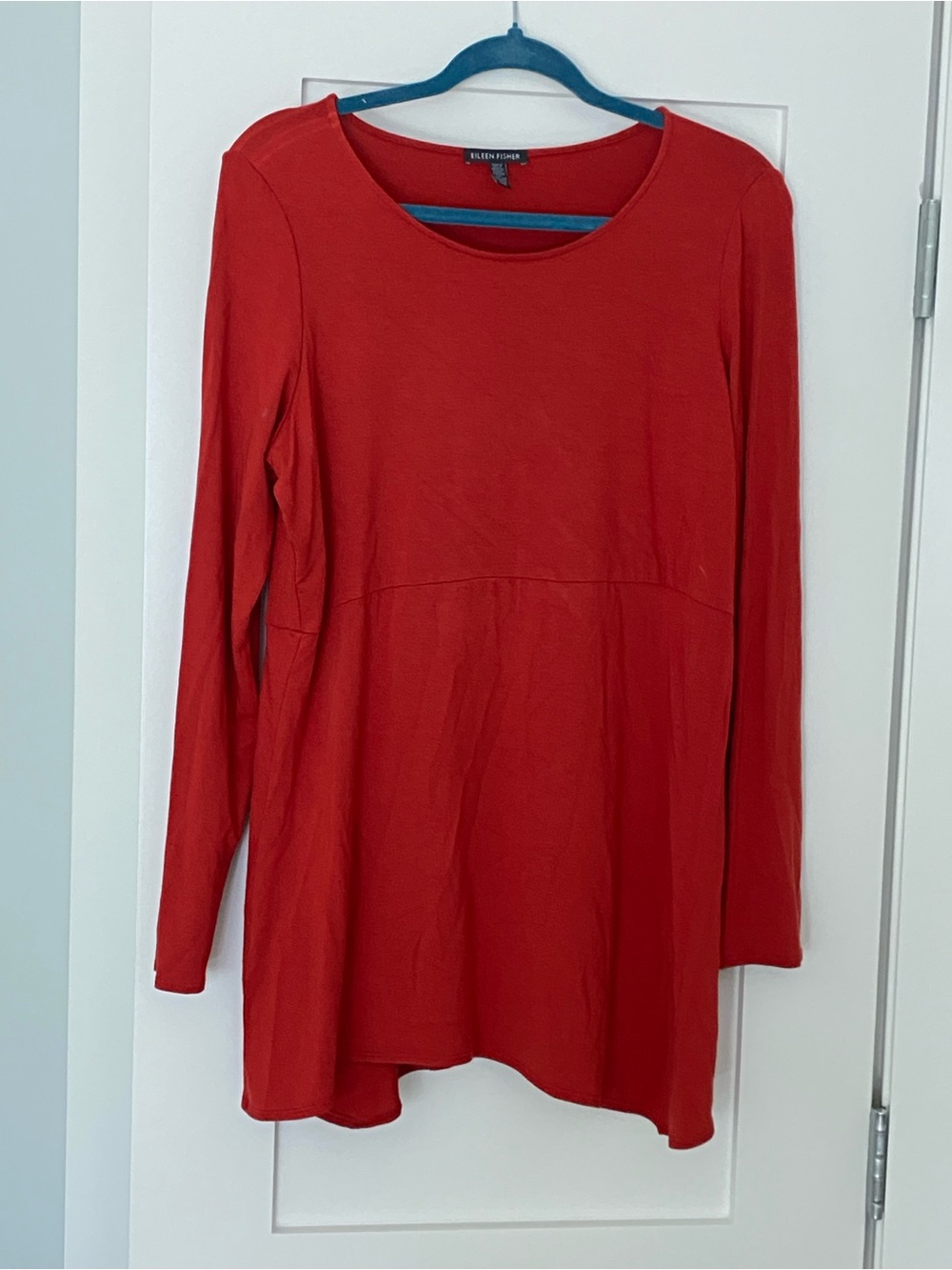 Eileen Fisher Scarlet Rusty Red Long-Sleeve Scoop Neck Tunic